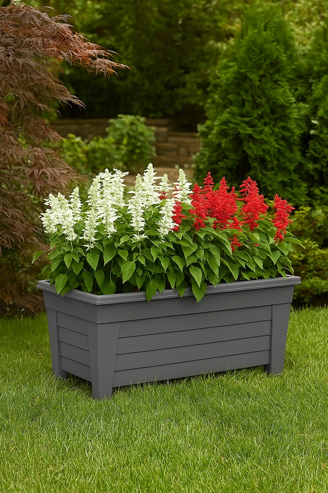 4 x 55cm Trough Plant Pot Long Plastic Planter Outdoor Garden Herb Flower Box - Image 3 of 3