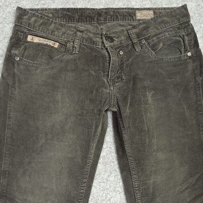 Herrlicher-Touch Velvet Jeans 29/32 Grey Slim Skinny Velour Cord Pants 5630