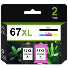 67XL Ink Cartridge for HP 67 Ink Deskjet 2700e 2752e 2755e 4100e Envy 6000 6458