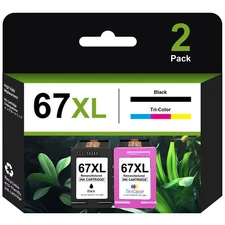 67XL Ink Cartridge Black Color Combo for HP Deskjet 2700 2755 2752 4152 4155-2PK