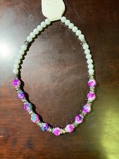 Imitation Pearl Necklace Colorful Acrylic Beads With Pattern Choker Jewelry