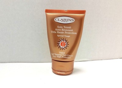 CLARINS TINTED SELF TANNING FACE CREAM SPF 15 V.H.P Lot M
