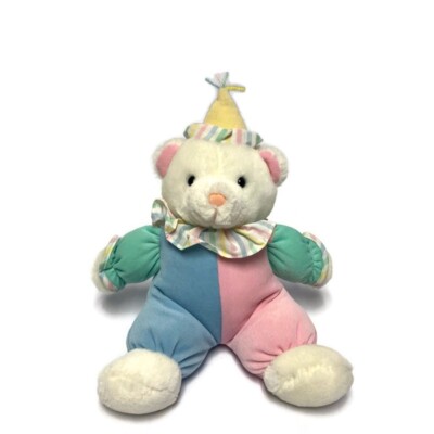 Eden Pastel Clown Teddy Bear Ruffle Collar Plush Musical It s A Small World