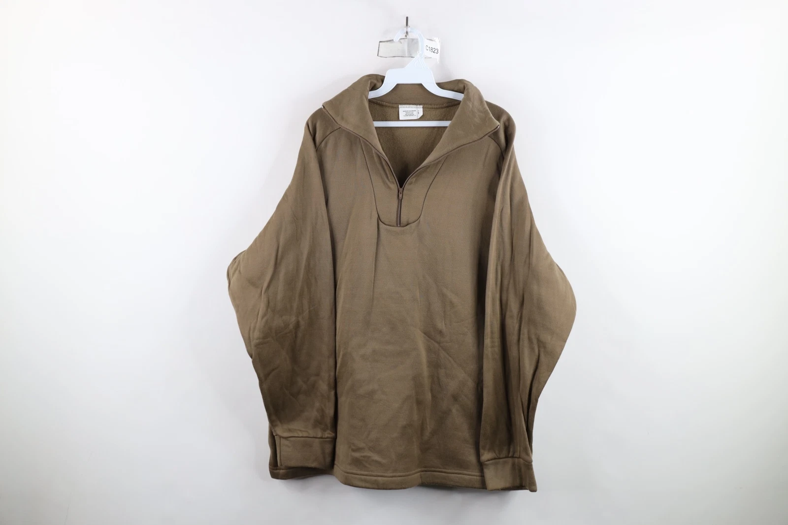 Vtg Y2K 2004 USGI Mens XL Coldweather Half Zip Undershirt Sweatshirt Brown USA