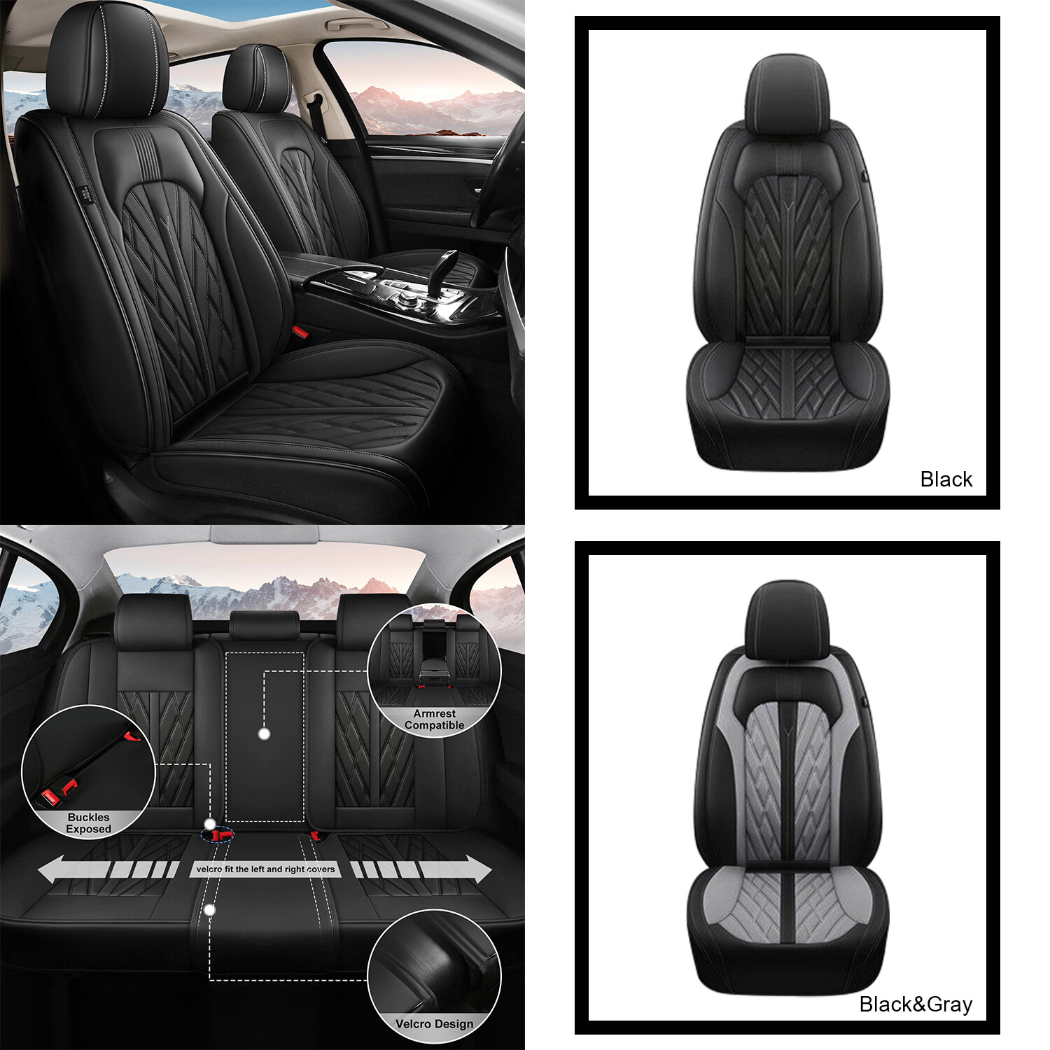 Car Seat Cover 2/5 Sits Faux Leather Full Set For Jeep Renegade 2015-2024 SUV-image