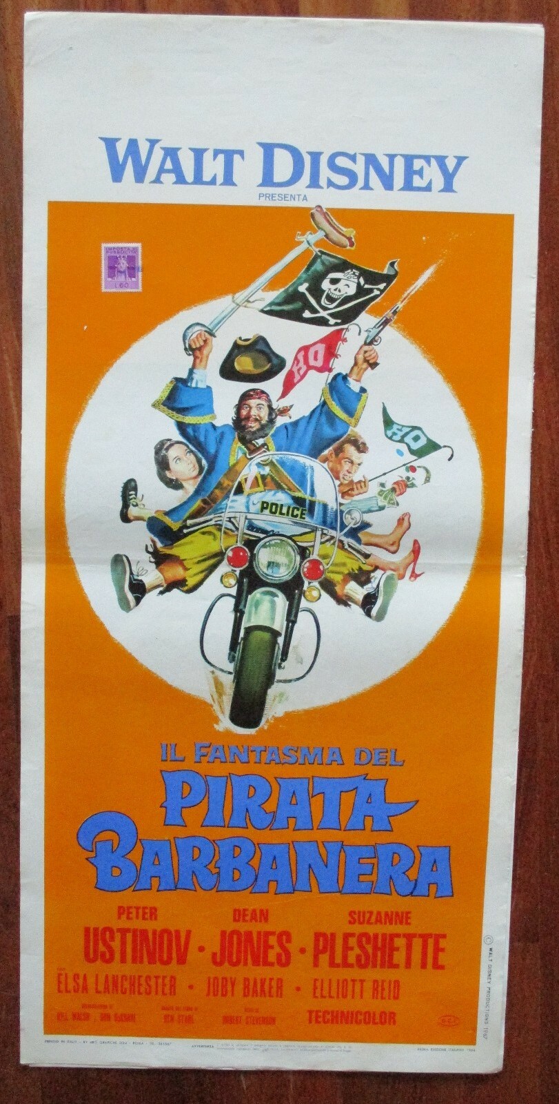 Locandina originale film Il fantasma del pirata Barbanera (1968) - Regia di Robert Stevenson