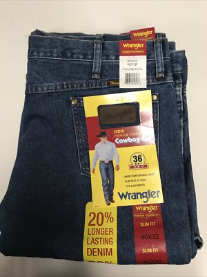 New Mens Wrangler 40x32 Cowboy cut slim fit Western Denim jeans Pants 36MWZDS