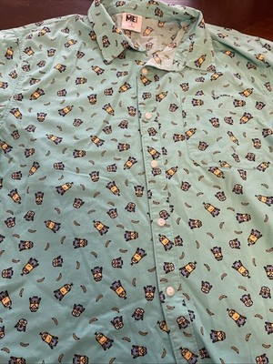 Despicable Me Minions Bananas Button Up Shirt Adult LARGE Universal Studios