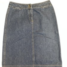 Lauren RalphL Womens 4 Polo Denim Jean Skirt Front 6.5 Slit Casual Cotton Blue