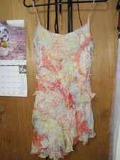 Y2K Guess Collection Silk Asymmetric Multi tiered Scalloped Lined Dress S