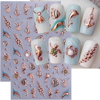 Meerestiere 5D Nail Art Sticker Muschel Seestern Sommer Nail Design