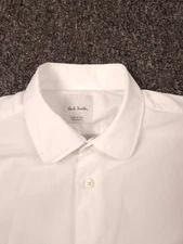 Paul Smith Shirt Men 16/41 White with Multicolour Trim Made it Italy