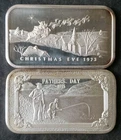 Two 1973 1oz Silver Holiday Bars