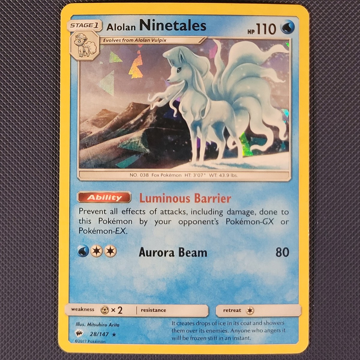 Alolan Ninetales 28/147 - Burning Shadows - Cracked Ice Holo Pokemon Card -  NM | eBay