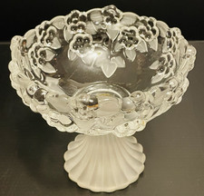 Mikasa Carmen Compote Bowl Frosted/Clear Pedestal Footed Candy Dish 5 1/4" tall.