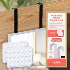 Heavy-Duty 14.5-Inch Adjustable Door Mirror Hanger Set BLACK Anti-Damage ...