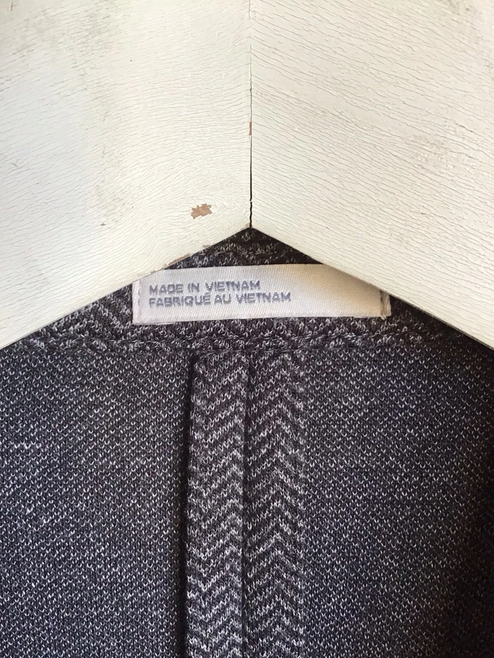 Womens Nordstrom Rack Charocoal Gray Chevron Long Sleeve Blazer Jacket Med Foto 3 de 4