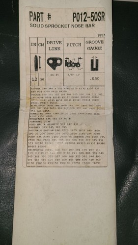 NOS GB Power Tech Chainsaw Bar PO12 50SR 9957 12