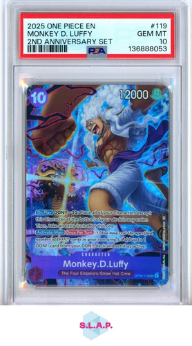 MONKEY D. LUFFY ONE PIECE OP05-119 2025 2ND ANNIVERSARY PROMO ENGLISH PSA 10