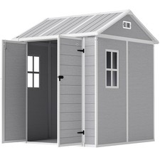 Outsunny Capanno da Giardino in Resina con Pavimento e 2 Porte 1.8 x 1.8 m