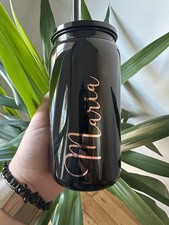 Personalised 16oz Tumbler with Straw Custom Name Cup Reusable Cold Drink Gift