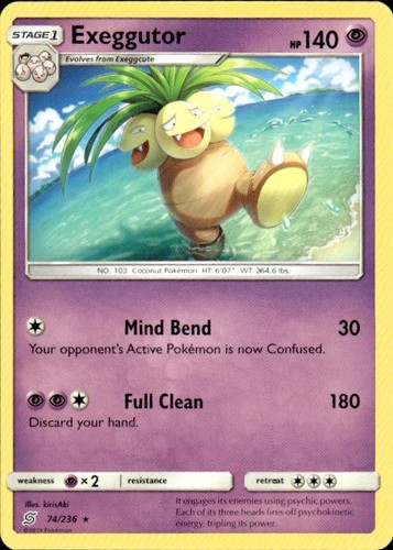 Pokemon Exeggutor SM - Unified Minds 74/236 Light Play LP+ or Better