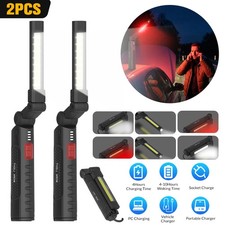 1/2 Pack Magnetic Base LED COB Work Light Mechanic Torch Rechargeable Flashlight