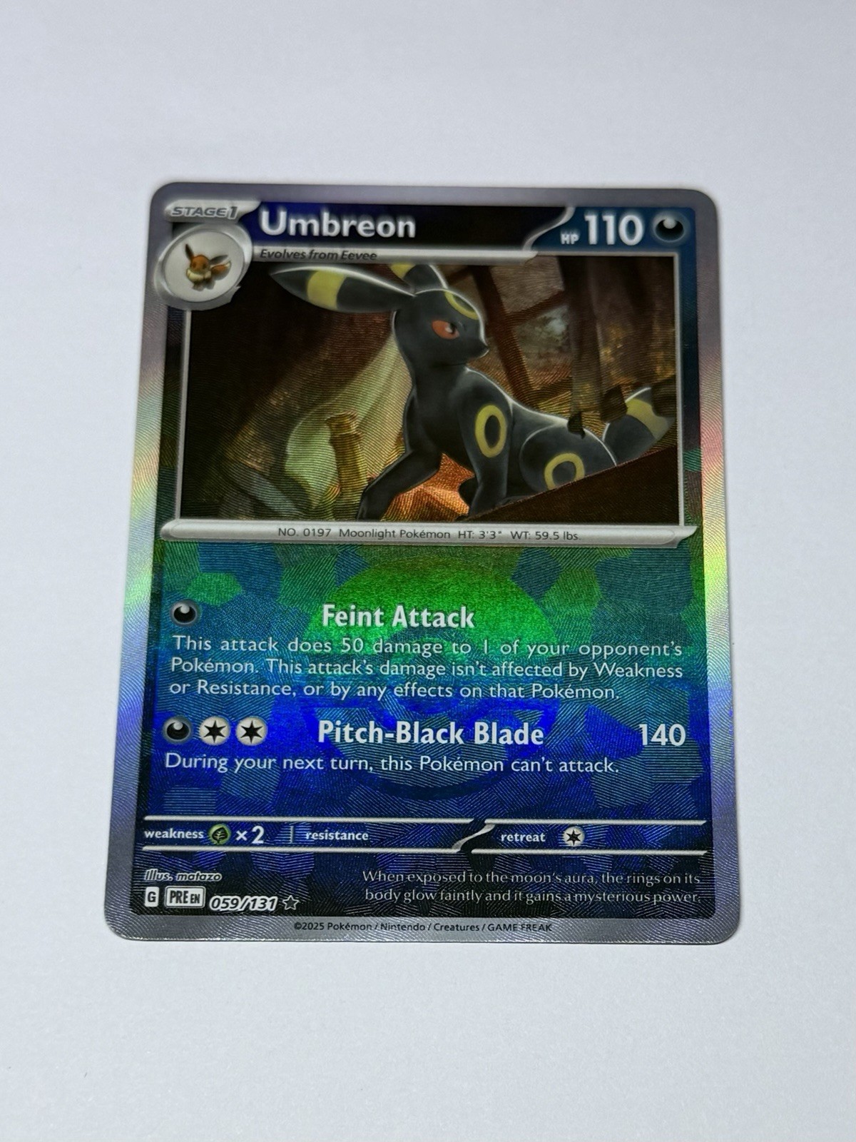 Umbreon Poke Ball Pattern Holo Rare Card SV: Prismatic Evolutions 059/131 NM/M