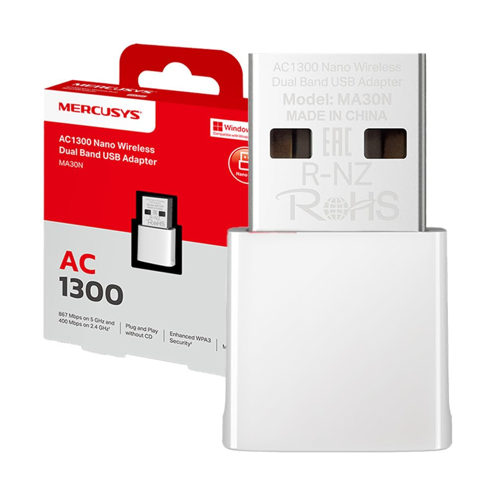 Mercusys TP-Link MA30N Adattatore WiFi USB, AC1300Mbps, Scheda di Rete, (X2X)