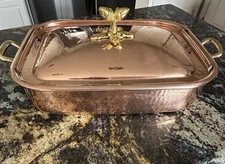 Ruffoni Historia~Copper Roaster 5.5 Qt.  Hammered~Tin Lined~Acorn Lid~Italy~NEW