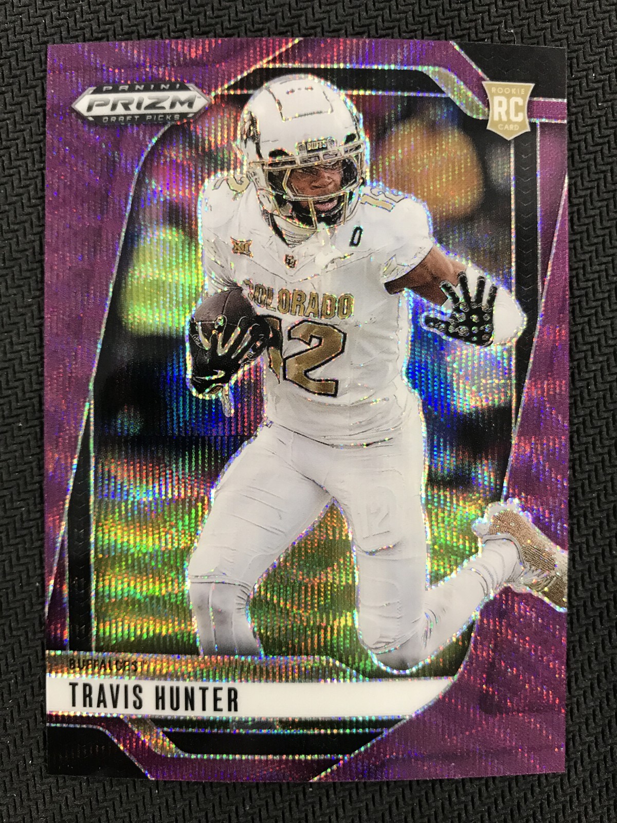 2025 Panini Prizm Draft Picks #21 Travis Hunter Buffaloes Purple Wave Prizm RC