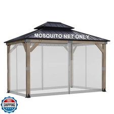 BPS 10' x 12' Gazebo Universal Mosquito Netting Screen Replacement, 4-Panel S