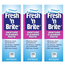 Fresh 'n Brite Denture Cleaning Paste For Dentures, 3.8 Ounce Pack of 3