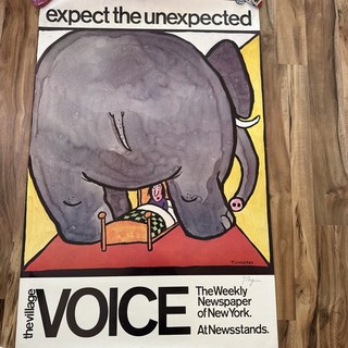 Village Voice Vintage Poster (reprint 1990s ) 25 X 38 Signed by artist