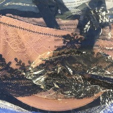 Savage x Fenty Balconette Bra 38D & Hipster Panties XL Tan/Black Lacestruck Set