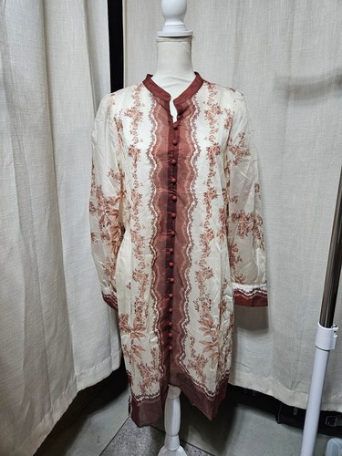 Calypso St. Barth Off-White and Brown Floral Button-Down Midi Dress
