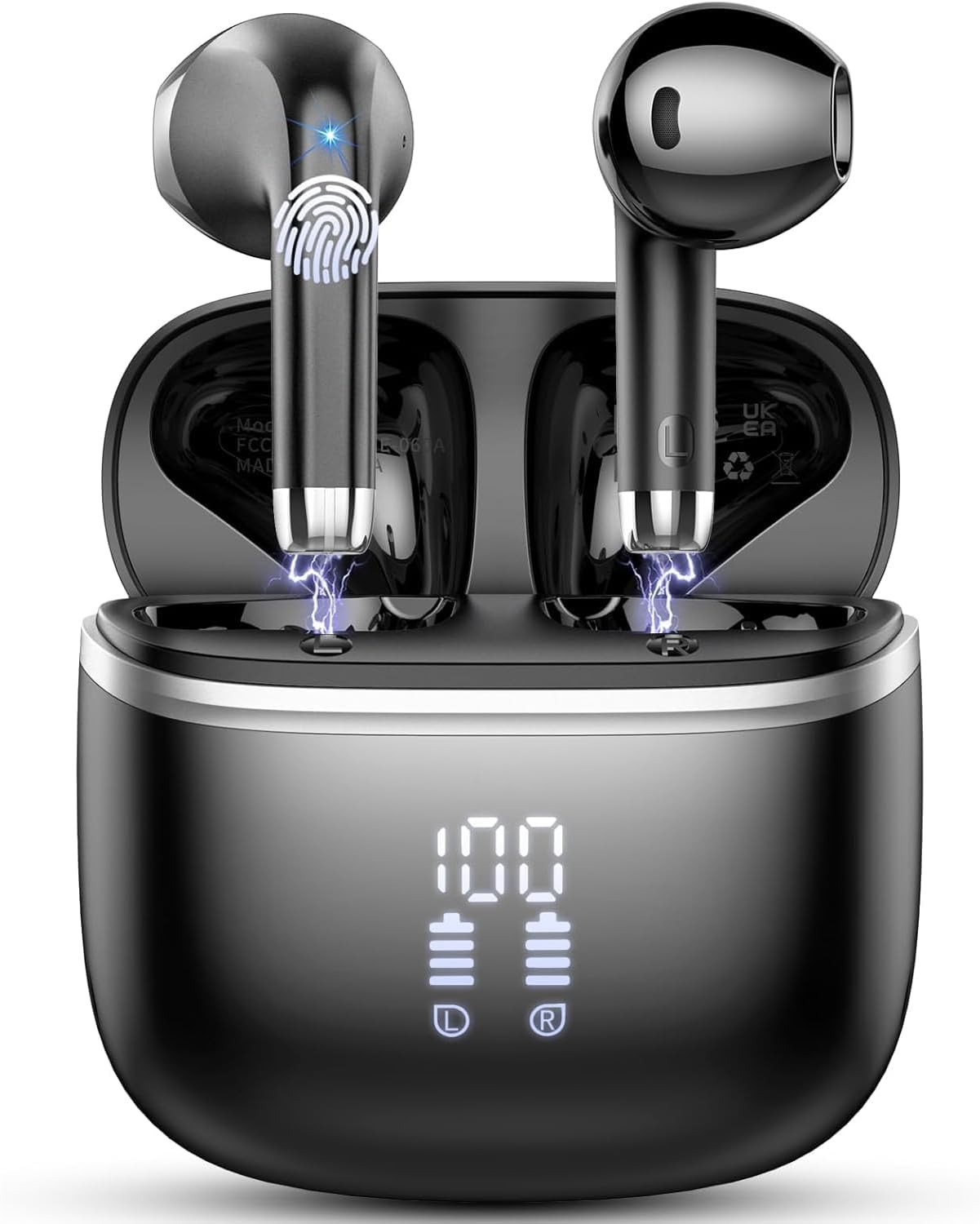 Wireless Bluetooth 5.4 Earbuds with Deep Bass in Black-image