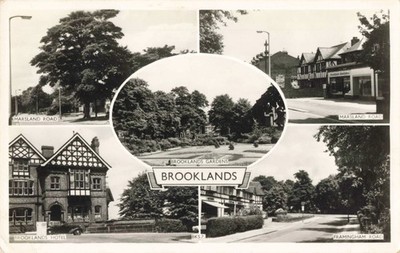BROOKLANDS, VERKAUF, ECHTFOTO MULTIVIEW CHESHIRE POSTKARTE (ref 2898/25/W7)