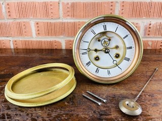 Antique French Mantel Clock Movement Chiming 8 Day Works Pendulum Spare Part