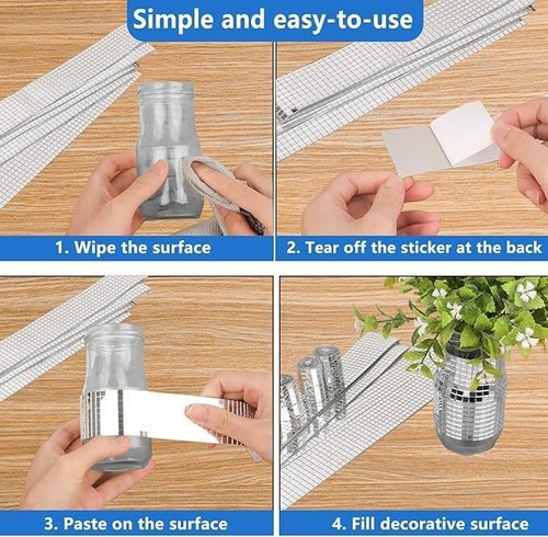 4 Rolls Mirror Mosaic Tiles Mini Self-Adhesive Mirror Mosaic Stones 6400pcs - Picture 4 of 7