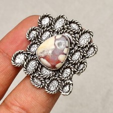 Peanut wood jasper Gemstone 925 Sterling Silver Handmade Jewelry Ring 8.5
