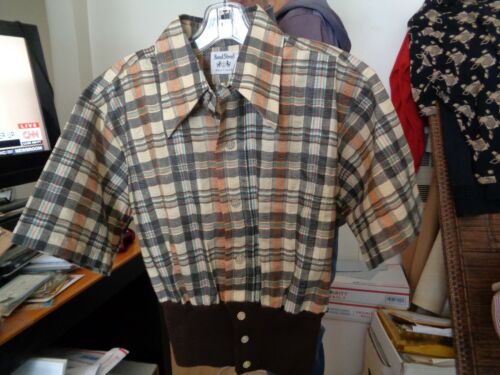 Koszula butikowa NOS 60' BOND STREET w stylu GAUCHO JAC Earth Tones Shadow Plaid! L - Zdjęcie 1 z 4