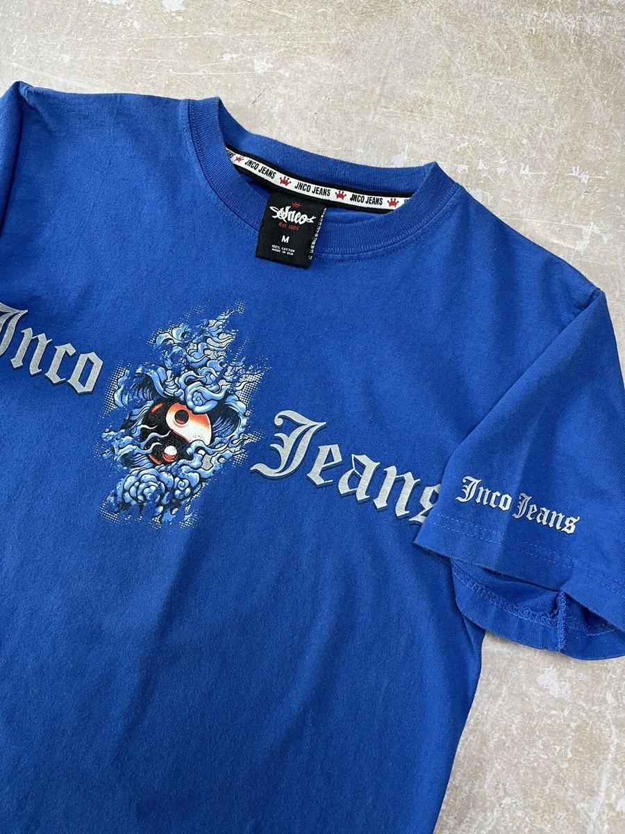Vintage 90s JNCO Jeans Graphic T-shirt Blue Yin Yang (size M