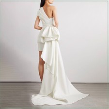 4990 Reem Acra Convertible Sash Draped Cady Satin Mini Runway Dress