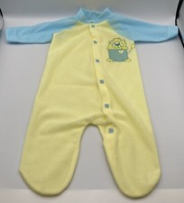 Vintage Baby Footed Sleeper Pajamas Newborn Yellow / Blue Cartoon Lion