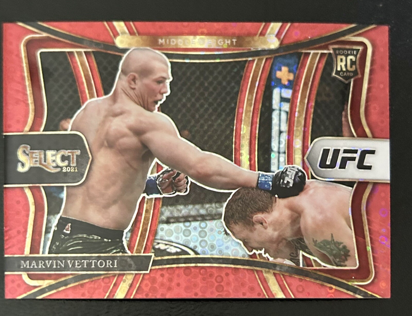 2021 Select UFC Premier Level Red Disco Prizm /199 Marvin Vettori #168 Rookie RC