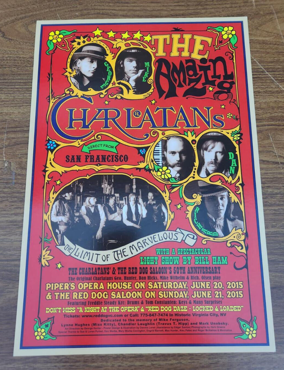 The Charlatans Poster June 20 & 21 !995 Red Dog Saloon Virginia City Chet Helms