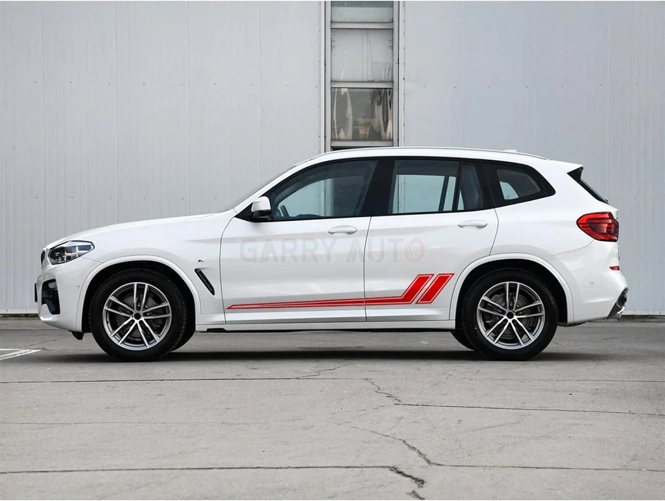 2x Pegatinas de vinilo rojas para guardabarros de puerta lateral rayas de hachís para Hyundai Elantra Veloster Foto 4 de 4