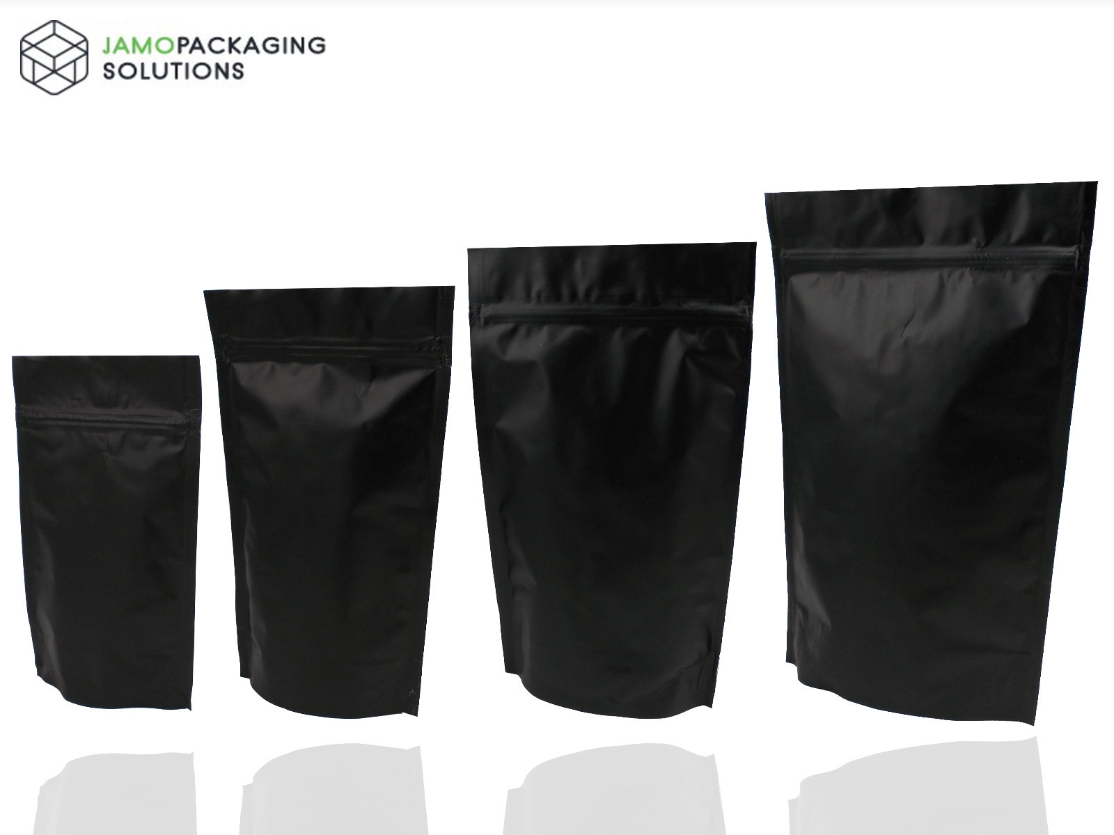 Heat Seal Black Aluminium Foil Stand Up Bags / Pouches GRIP SEAL Bag