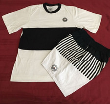 Beach Wear 1990's EMIL ACAPULCO, Men s Short Set, Black/White, Short Sleeves, L